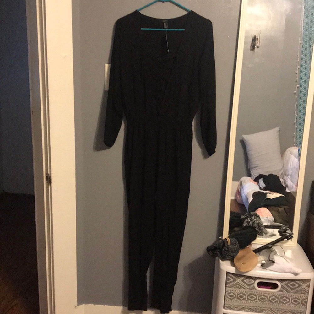 Forever 21 black lace up jumpsuit